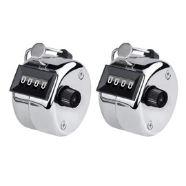 Contador Manual, 2 Piezas Contador Manual de Mano, Contador Manual de 4 Dígitos de Metal, Fácil de Usar, para Deporte, Golf, Pescar, Restaurantes, Plata (5.3 x 3.1 cm)