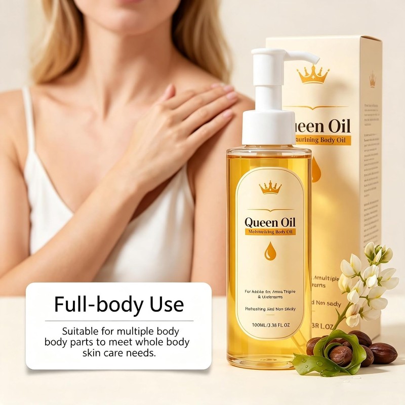 Queen Body Oil, Cold-Pressed Botanical Fast-Absorbing Oil (2 Pcs)