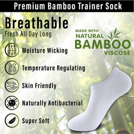 The Essentials Wardrobe 12PK Mens Bamboo Trainer Socks - UK 9-11/EU 43-45 - Assorted