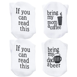 2-Pair Beer coffee for Dad and Mon Gift Baby Boys Girls Socks Thin 1-3T