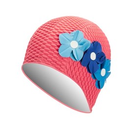 Sporti - Gorro de natación con burbujas para mujer, agarre interior antideslizante, hecho de látex/goma y mantiene la cabeza caliente