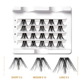 VLuxe Extended False Eyelashes Faux Mink Featherlight Reusable Artificial Eyelashes Multipack Lash Clusters