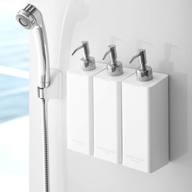 Yamazaki 4258 4260 4262 Magnetic Dispenser Bottle, Set of 3, Refill, White, 16.9 fl oz (500 ml), Per Bag, Pump, Shampoo, Conditioner, Body Soap