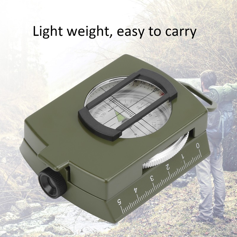 DC60‑2A Aluminium Alloy Foldable Multifunctional Luminous Compass Outdoor SuppliesArmy Green