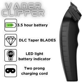 Supreme Trimmer Vader Clipper STC5098 | DLC Taper Blade 210 Min Run Time | Black