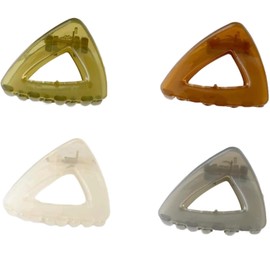 Generic Medium Small Triangle Claw Clips for Women Girls, Four Color 1.6 Inch Hair Styling Accessories for Long, Short, Thick and Thin Hair, (4 PACK), Green, Gray, Brown, Cream
