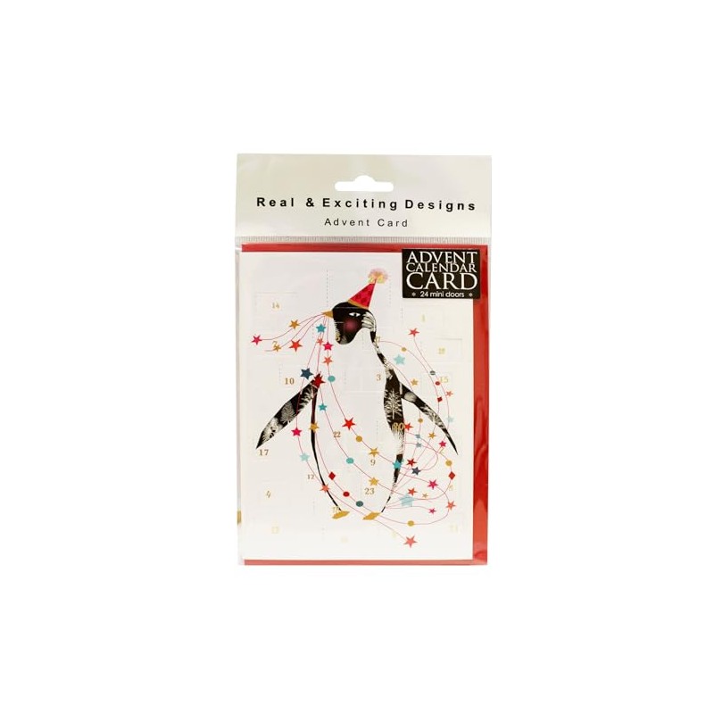 Christmas Card Advent Calendar with Red Envelope (Penguin)