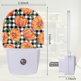 ZTHLL Thanksgiving Pumpkin Night Light, Checkered Night Light Plug into Wall with Dusk to Dawn Sensor, LED Lamp Energy Saving Lights for Men Women Boys Girls,Lamp for Bedroom Bathroom Hallway