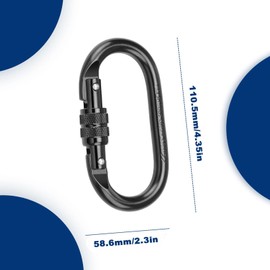 LWLWA Pack of 2 Carabiner Hooks, Large, Alloy Steel Screw Carabiner, Portable Climbing Carabiner, Carabiner 25 Kn(2500 kg), Chrome-Plated Surface Used for Hammocks, Camping, Mountaineering