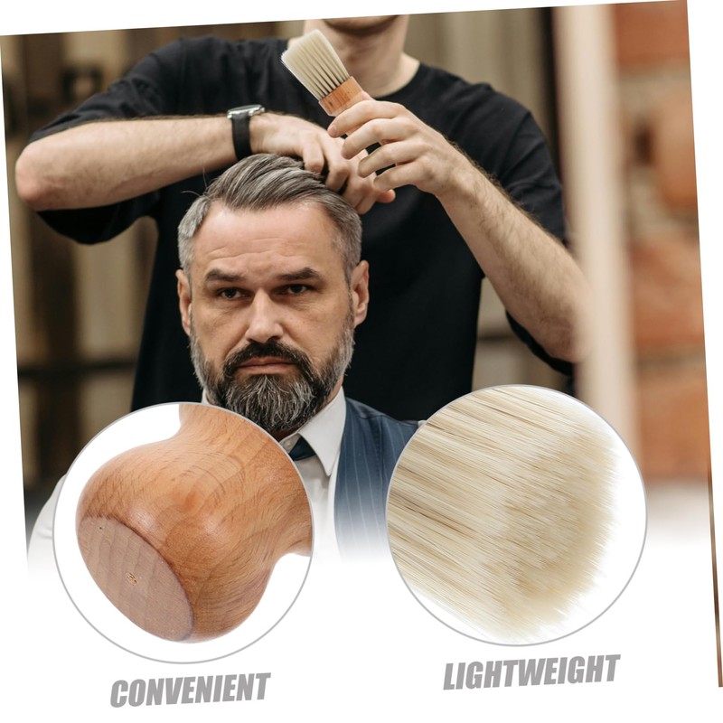 Mikinona Barber Hair Brush Face Cleaning Brush Wooden Handle Professional