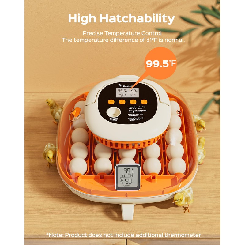 [2024 Upgrade] 25 Egg Incubator, Automatic Egg Turner with Thermometer