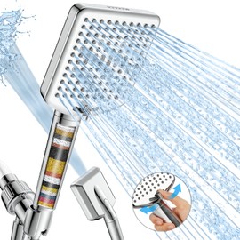 Homlord Filtered Shower Head with Handheld - High Pressure 6 Modes, 120 Anti-clog Nozzles, Detachable Showerhead with Hard Water Filters, Extra Long 6ft Hose, Power Wash Mode to Clean Bathroom, Pets