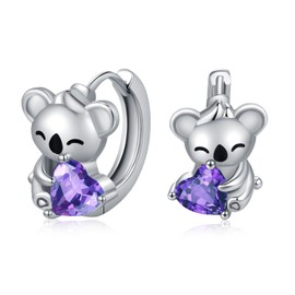 Unicorn Hoop Earrings Girls 925 Sterling Silver Unicorn/Cat Children's Stud Earrings Unicorn Jewellery Birthday Gift for Women Children Daughter, Sterling Silver, Cubic Zirconia