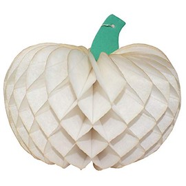 10 Inch Tissue Paper Pumpkin Decoration, Vintage Ivory