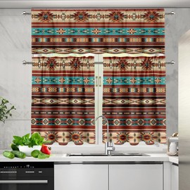 ZFRXIGN Southwestern Kitchen Curtain and Valances Set for Window Home Decorate Curtain Boho Office Window Drapes Housewarming Gifts 54 Inch Window Treatments Small 3 Piece Native American