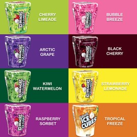 Ice Breakers Ice Cubes Sugar-Free Gum 8-Pack Variety Collection 40 Pcs/Bottle (Cool Lemon, Arctic Grape, Strawberry Smoothie, Raspberry Sorbet, Bubble Breeze, Peppermint, Spearmint, Wintergreen)