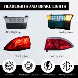 VPAHub Club Car Precedent LED Basic Light Kit （-08 up 48V, 1 LED Headlight with bumper, 2 LED taillight, 1 bucket harness, 1 basic wire harness, 1 Fuse wire harness, instruction & hardware included