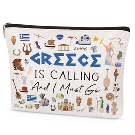 SEAOYOZO Greece Makeup Bag Gift - Greece Travel Essentials Funny Travel Toiletry Makeup Organizer Zipper Pouch Cosmetic Bag