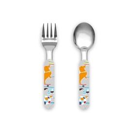 TarHong TKWFK052FSDG Children's Spoon & Fork Dog, 5.5 inches (14 cm), Kids' Dishwasher Safe, Stylish, Cute, Lightweight,