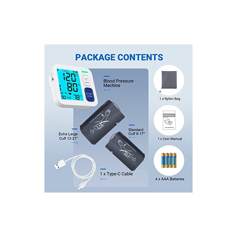Blood Pressure Monitors for Home Use, 9-17 13-21 Extra Large