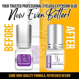 Forabeli Pure Sensitive Lash Extension Glue, 7–8 Sec Drying, No Fume, No Irritation, Gentle, Professional Eyelash Extension Glue for Beginner Lash Artists, Lash Adhesive for Eyelash Extensions