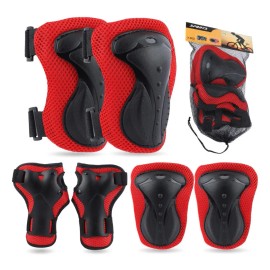 Trixter Kit De Protección Para Patinaje Para Adultos Adolescentes Color Rojo. Equipo De Protección De 6 Piezas Rodilleras Coderas Y Muñequeras Para Bicicleta Scooter Skate Patineta
