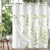 Green Leaves Shower Curtain No Hooks with Snap-in Fabric Liner