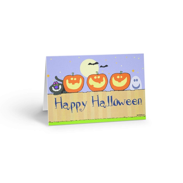 Happy Halloween Boxed Cards - Pumkins on a Fence Greeting Card - 18 Cards & 19 Envelopes