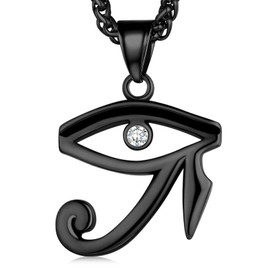 FaithHeart Stainless Steel Egyptian Horusu Eye Pendant Punk Gothic Ankh Cross Chain for Men Boys Men Egyptian Amulet for Birthday Christmas, Stainless Steel