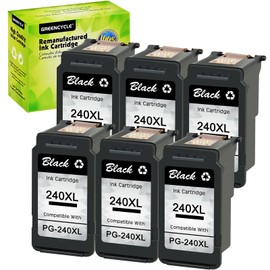 greencycle Re-Manufactured PG-240XL 240 XL Ink Cartridge Compatible for Canon PIXMA MG3620 MG4220 MG3220 MG2220 MX392 MX432 MX452 MX472 MX512 MG3522 MX522 MX532 (Black, 6 Pack)