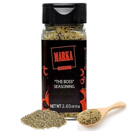 BOSS Seasoning: Premium Natural Sea Salt, Roasted Garlic,& Cracked Black Pepper Blend Glass Bottle, Made in the USA