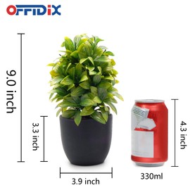 OFFIDIX Artificial Eucalyptus Plants with Black Vase for Office Desktop, Home and Friends’ Gift Fake Plant with Plastic Pots for Home Decoration Potted Plants for Bookshelf (Light Green)