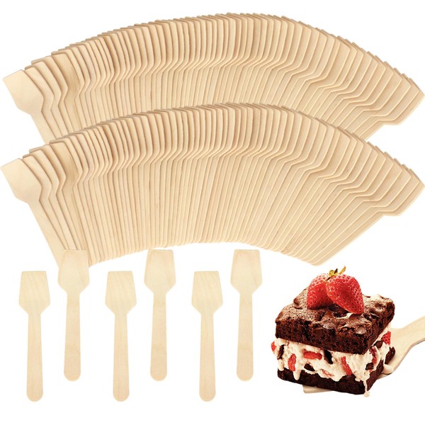 LJLGSZY 500 Pcs Disposable Mini Wooden Spoons 3.75" Tasting Spoons