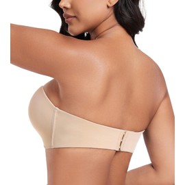 DotVol Women's Wing Design Push Up Bra Strapless Bra Comfort Non-Wired Invisible Wirefree Non-Slip Bra, beige