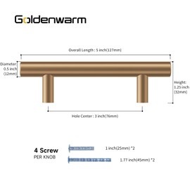 goldenwarm 25 Pack Champagne Bronze Cabinet Pulls Gold Cabinet Handles 3 inch(76mm) Champagne Drawer Pulls Brushed Bronze Cabinet Pulls Kitchen Bathroom Bedroom Furniture Handles
