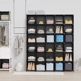 HOMIDEC Closet Organizers and Storage, 16 Cube Storage Organizer, Closet Organizer Bookshelf Cubes Shelves for Clothes, Bedroom, Kids Room, Bathroom, Wardrobe, Garment Racks, Black