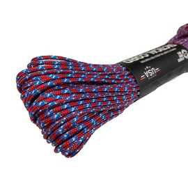 Atwood Paracord - 100' x 3/32" Tactical Cord 4 Nylon Strand Core 275 Test Weight 275lbs (RedBlueWhite)