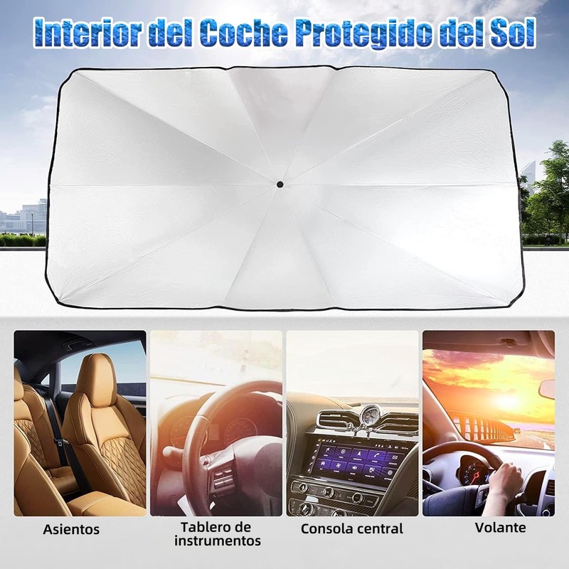 Parasol para Auto Plegable Tipo Sombrilla 79x140 cm con Protección