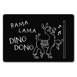 speecheese Rama Lama Ding Dong Alpaca Doormat in 40 x 60 cm without Edge Door Mat for Visiting Laughter Funny Alpaca Design Christmas Tree