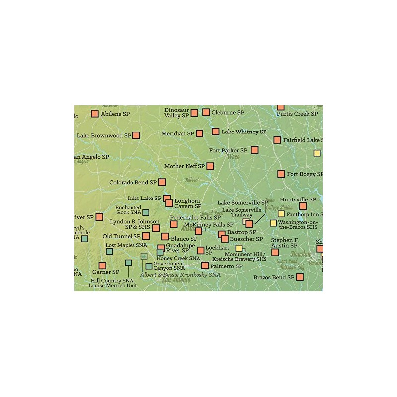 Best Maps Ever Texas State Parks Map 18x24 Poster (Green
