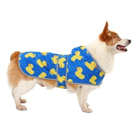 Dog Raincoat Hooded,Waterproof Rain Coat for Dogs with Adjustable Belly Strap,Reflective Strips, Lightweight Slicker Poncho Rain Jacket for Small Medium Large Dogs (Blue Duck, Large)