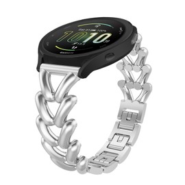 KeHowy 20mm Metal Strap for Garmin Vivoactive 5/6/Forerunner 165/165 Music/245/645 Music/Venu Sq 2/2 Plus, Elegant Watch Band for Garmin Approach S50/S44/vívomove Trend/Venu Sq/vivomove 3 - Silver