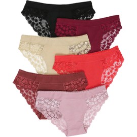 ToBeInStyle - Ropa Interior de Corte láser para niñas jóvenes y Adultos jóvenes sin Mostrar sin Bragas, Paquete de 6: Bikini con Encaje de Flores, Medium