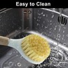 Jiozermi 3 Pcs Kitchen Dish Brush with Bamboo Handle, Dish