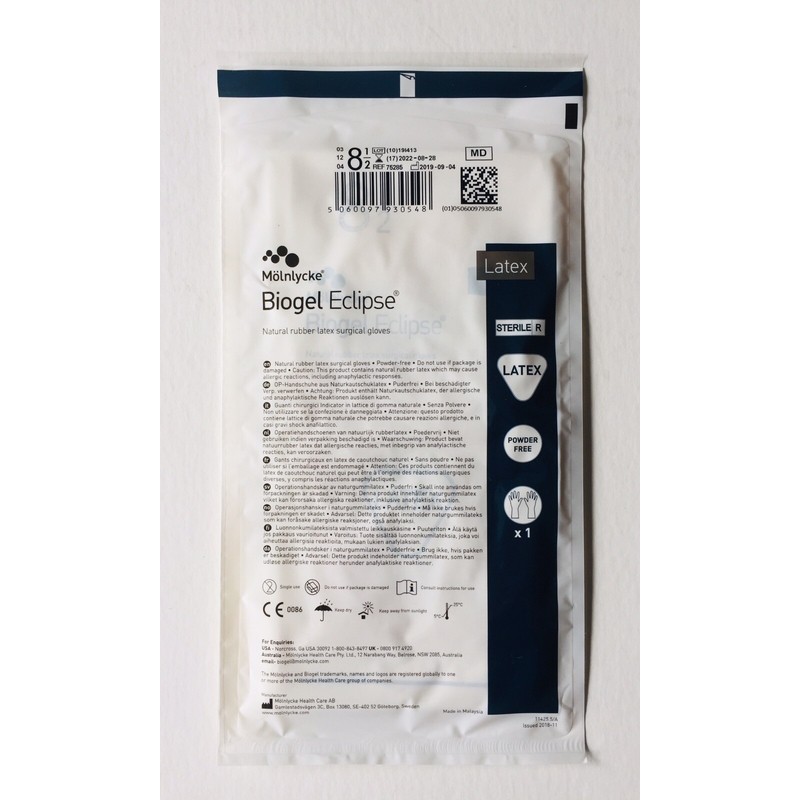 Molnlycke 10 Pairs Molnlycke Biogel Eclipse Latex Powder free Size
