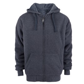 Heavyweight Hoodies for Men, 1.8lbs Sherpa Lined Fleece Full Zip Up Winter Sweatshirts Jackets Dark Grey XXL