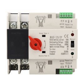 Automatic Transfer Switch, AC110V 100A Dual Power Generator Transfer Switch 2P ATS 100amp ATS Electrical Selector Switch Transfer Changeover Switch with 35mm Rail Mounting for Emer