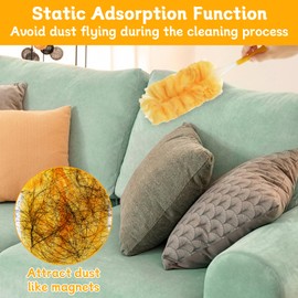 LISHINE 50 Count 360 Heavy Duty Duster Refills Bulk Compatible with Swiffer, Dusting Refills with 1 Handle, Multi Surface Disposable Dusters Refill for Cleaning (Yellow)