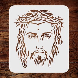 Jesus Stencil, 25.4 x 29.21 cm (M) - Christian Catholic Religious Crown of Thorns Stencils for Painting Template
