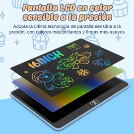 ELECGO 16 Pulgadas Pizarron Magico Luz Alta, Tablero Electrónico de Dibujo a Color para Niños, Función de Bloqueo y Borrado, Juguete Educativo Portátil para Niños y Niñas para Educación, Hogar - Azul